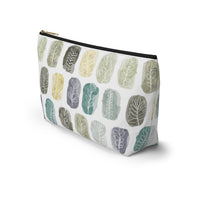 Watercolor Leaf Stamp Accessory Pouch w T-bottom in Teal